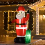 Babbo Natale Gonfiabile Luminoso 240cm con Sacchetto Regalo Luci LED Decorazione Natalizia