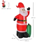 Babbo Natale Gonfiabile Luminoso 240cm con Sacchetto Regalo Luci LED Decorazione Natalizia