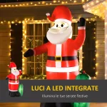 Babbo Natale Gonfiabile Luminoso 240cm con Sacchetto Regalo Luci LED Decorazione Natalizia