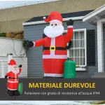 Babbo Natale Gonfiabile Luminoso 240cm con Sacchetto Regalo Luci LED Decorazione Natalizia