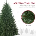 Albero di Natale Artificiale 180cm con 800 Rami e Base in Metallo