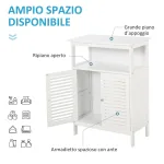 Mobiletto da Bagno Bianco con 2 Ripiani e Armadietto in MDF