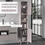 Colonna Bagno in MDF con 2 Armadietti e 2 Ripiani Aperti