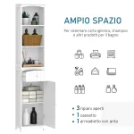 Mobiletto a Colonna Bagno Salvaspazio in MDF Bianco