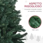 Albero di Natale Artificiale 180cm con 1061 Rami e Base in Metallo