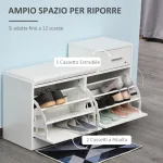 Scarpiera Moderna con Panca Imbottita per 12 Paia di Scarpe