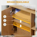 Appendiabiti in Acciaio e Legno Stile Industriale con Scarpiera e Ripiani