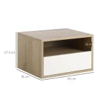 Set 2 Comodini Sospesi con Cassetto e Ripiano 45x35x27.5cm - Bianco e Color Legno