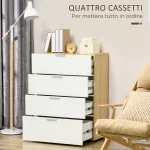 Cassettiera con 4 Cassetti per Soggiorno e Camera da Letto con Maniglie in Lega di Alluminio