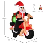 Babbo Natale Gonfiabile su Motocicletta 165cm con Luci LED Integrate