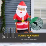 Babbo Natale Gonfiabile sugli Sci 124cm con 2 Luci LED e Gonfiatore