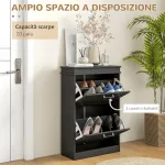 Scarpiera Moderna con 2 Cassetti Ribaltabili per 10 Paia di Scarpe e Ripiano Regolabile