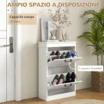 Scarpiera Moderna con 2 Cassetti Ribaltabili per 10 Paia di Scarpe e Ripiano Regolabile