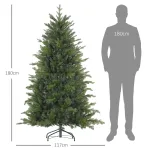 Albero di Natale Artificiale da 180 cm con 1821 Rami e Base in Metallo