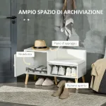 Scarpiera da Ingresso con Seduta Imbottita e Armadietto per 4 Paia di Scarpe