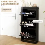 Scarpiera Moderna con 3 Cassetti Ribaltabili per 15 Paia di Scarpe e Ripiano Regolabile