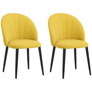 Oigger Set 2 Sedie da Pranzo Design Nordico in Metallo e Tessuto Effetto Velluto Giallo e Nero