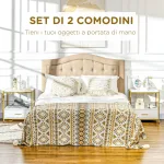 Set di 2 Comodini Moderni con Cassetto e Ripiano Aperto