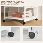 Carrello Porta Stampante a 3 Ripiani con 4 Ruote