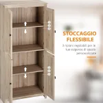 Mobile Cucina a 4 Ante con Mensole Regolabili e Base Rialzata in Legno 80x40x182cm