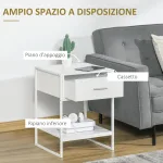 Comodino Moderno Set 2 Pezzi con Cassetto e Ripiano Aperto per Camera da Letto e Soggiorno