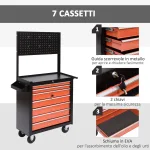 Carrello Porta Utensili Attrezzi Attrezzatura con Cassettiera 61.5 x 33 x 76cm Nero e Arancione