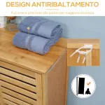 Mobile Bagno Moderno a 2 Ante con 2 Ripiani Ventilati in Bambù