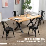 Set da 4 Sedie da Cucina Impilabili Stile Industriale in Acciaio