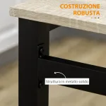 Set da Pranzo con Tavolo Rettangolare e 4 Sedie in Acciaio e MDF