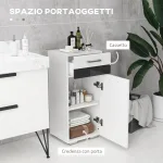 Mobiletto Bagno in MDF con Cassetto e Armadietto con Ripiano Interno Regolabile