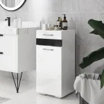 Mobiletto Bagno in MDF con Cassetto e Armadietto con Ripiano Interno Regolabile