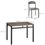 Set da Pranzo da 5 Pezzi con 1 Tavolo Rettangolare 100x63x76.5 cm e 4 Sedie 45x40x82 cm