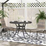 Set 2 Sedie da Giardino e Interno Stile Boho con Schienale Basso e Rivestimento in Rattan PE