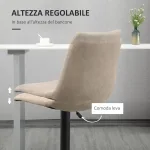 Sgabelli da Bar Set 2 Pezzi ad Altezza Regolabile