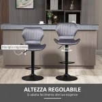 Set 2 Sgabelli da Bar ad Altezza Regolabile con Seduta Ergonomica e Poggiapiedi