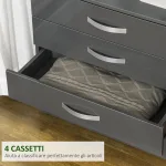 Cassettiera da 4 Cassetti con Maniglie di Metallo