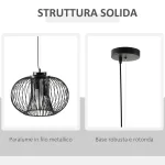 Lampadario da Soffitto Design Moderno con Attacco E27 e Altezza Regolabile