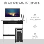 Scrivania PC Moderna in Legno con Ripiano per CPU e Spazio per Tastiera Estraibile