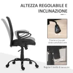 Sedia da Ufficio con Altezza Regolabile e Tessuto a Rete