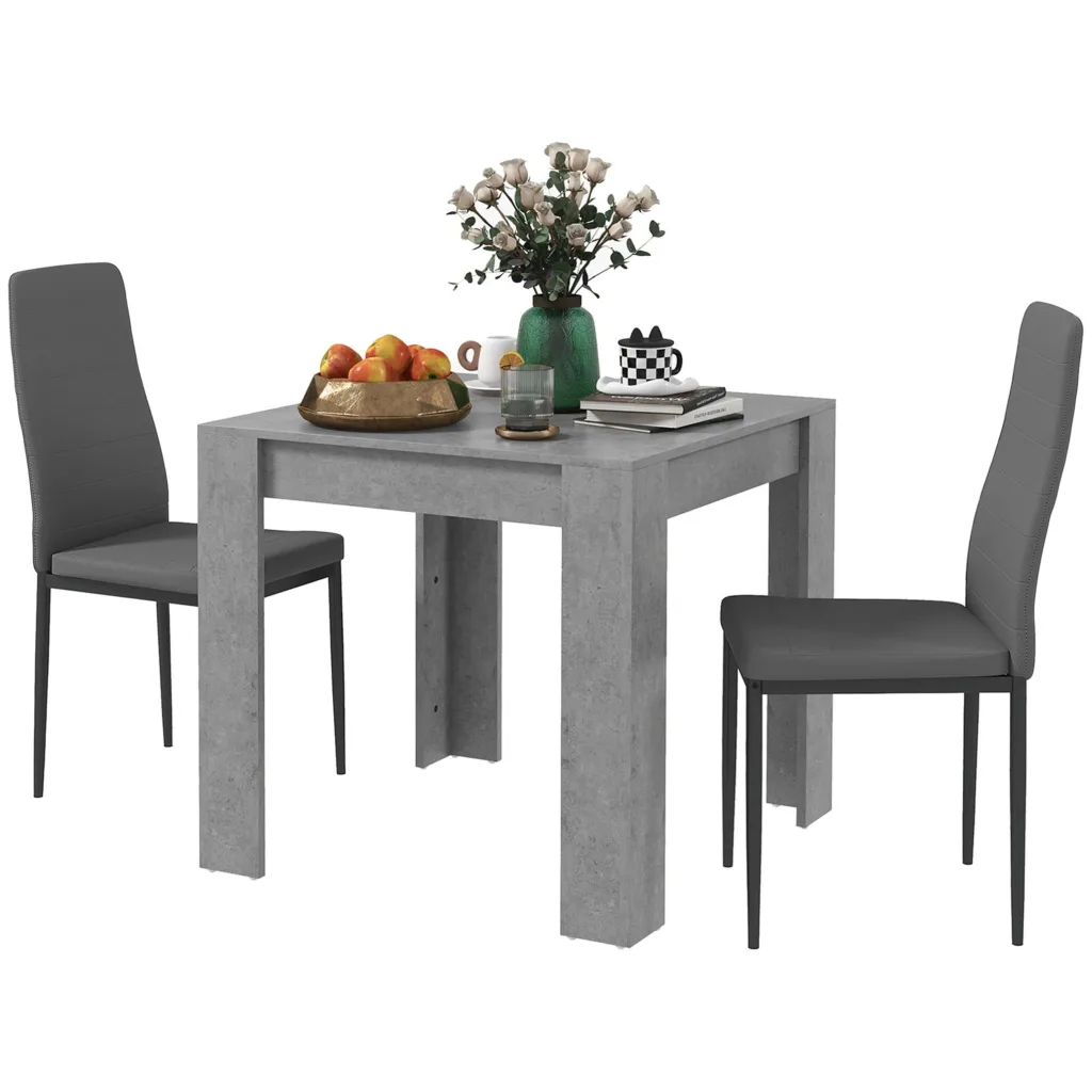 Oigger Set da Pranzo 3 Pezzi con Tavolo da Cucina 80x80x76 cm e 2 Sedie Moderne 41x50x97 cm