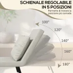 Poltrona Letto 3 in 1 con Schienale Reclinabile e Cuscino