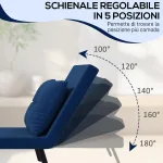 Poltrona Letto 3 in 1 con Schienale Reclinabile e Cuscino