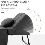 Poltrona Letto 3 in 1 con Schienale Regolabile e Cuscino