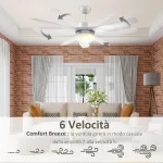 Ventilatore da Soffitto con Luce LED a 3 Modalità con Telecomando