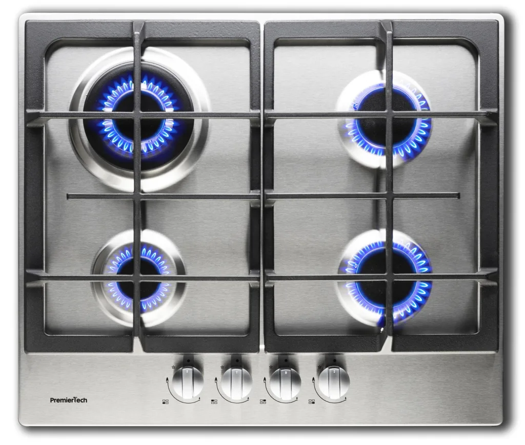 PremierTech Piano Cottura a Gas 4 fuochi da 60cm in Acciaio Inox 56x48 cm Griglie in Ghisa, Doppia Corona, predisposto per metano e GPL, PC4G60 PremierTech Piano Cottura a Gas 4 fuochi da 60cm in Acciaio Inox 56x48 cm Griglie in Ghisa