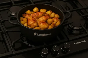 PremierTech PC906G Piano Cottura a Gas a 6 fuochi da 90cm doppio Wok in Vetro Nero