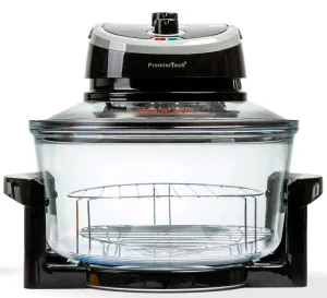 PremierTech PT-FA12B Forno Alogeno ad Aria Ventilato 17 litri 1400 watt cuoce senza olio (nero)