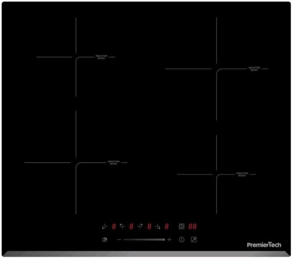 PT-PC4I PremierTech Piano Cottura a Induzione da incasso 4 Zone 60cm 7000watt Slide Touch Control Funzione Boost Led Display Vetro Front Edge