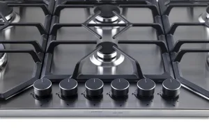 PremierTech PC906 Piano Cottura a Gas a 6 fuochi da 90 cm doppio Wok in Acciaio Inox