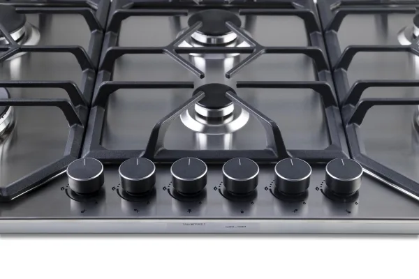 PremierTech PC906 Piano Cottura a Gas a 6 fuochi da 90 cm doppio Wok in Acciaio Inox